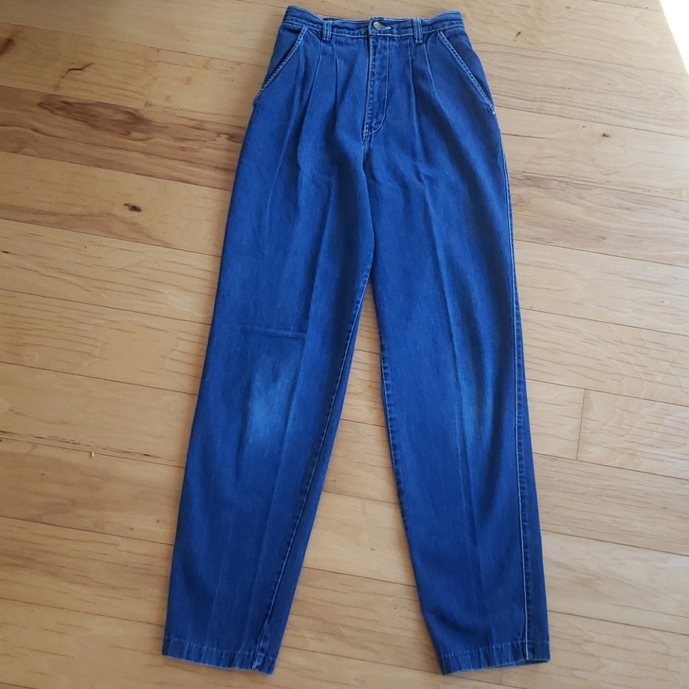 Vintage high rise pleated Bonjour 1980's jeans